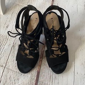 Black Via Spiga Lace Up Heels